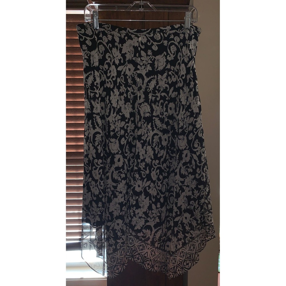 Charter Club Women's Silk Floral Black White Skirt Size 12